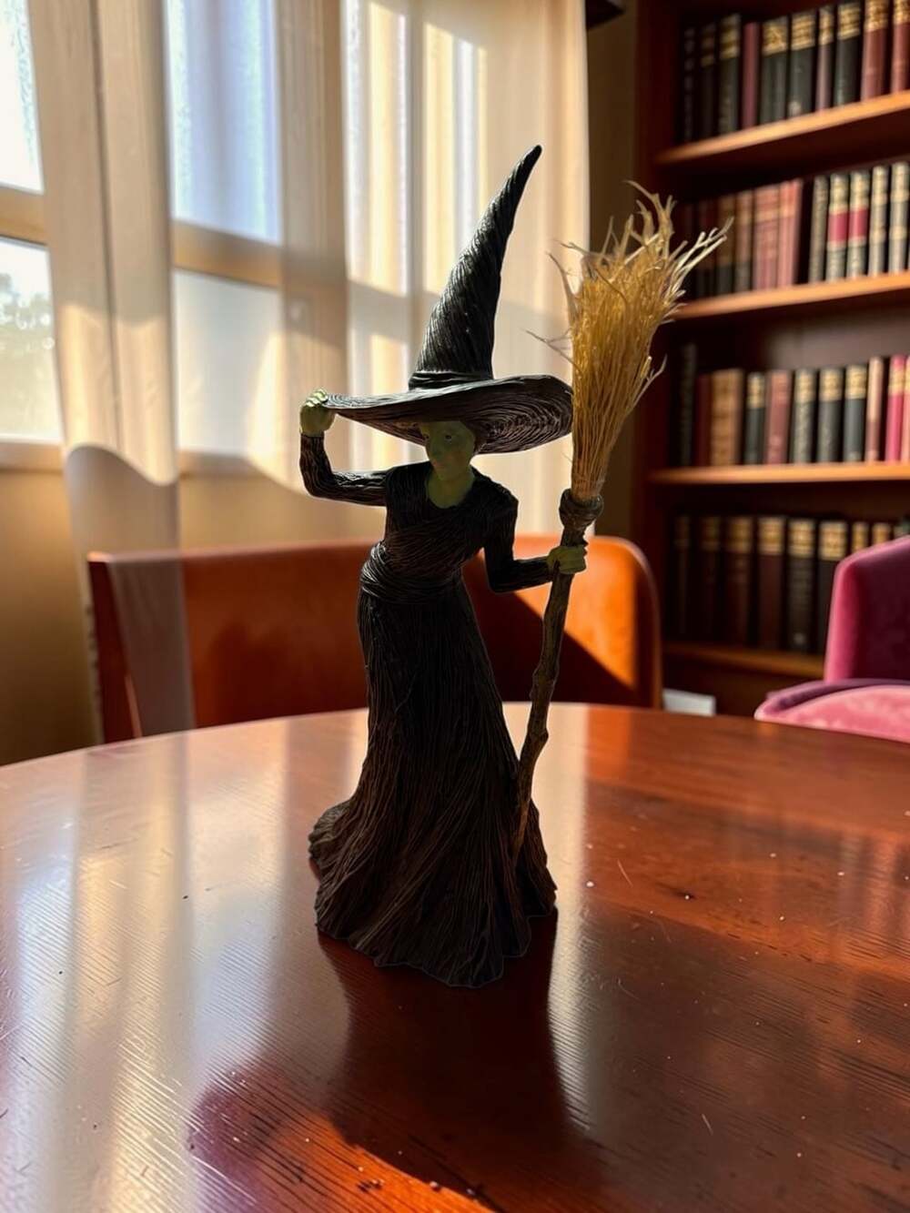 Eerie Charm Wicked Witch with green face Statue 15.5" Halloween Decor
